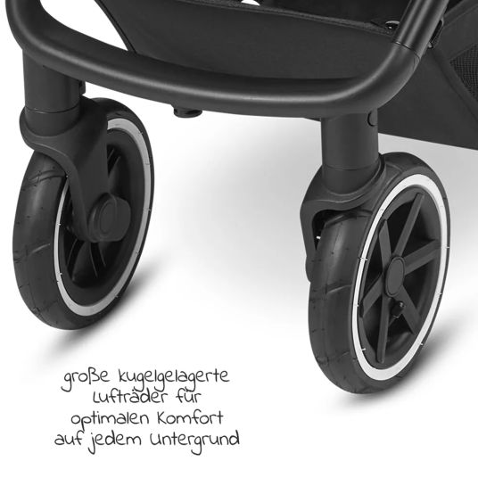 ABC Design Buggy & pushchair Avus Air with pneumatic wheels - one-hand folding and height-adjustable push bar (load capacity up to 25 kg) incl. cup holder & rain cover - Ink
