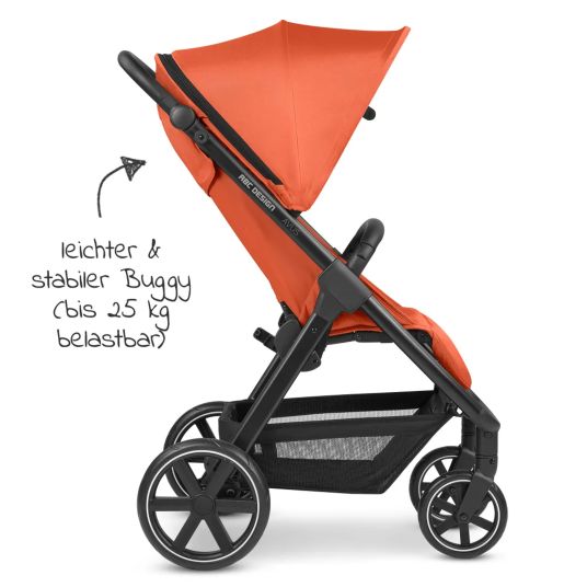 ABC Design Buggy & pushchair Avus incl. car seat Pebble Pro with one-hand folding and height-adjustable push bar (load capacity up to 25 kg) - Carrot