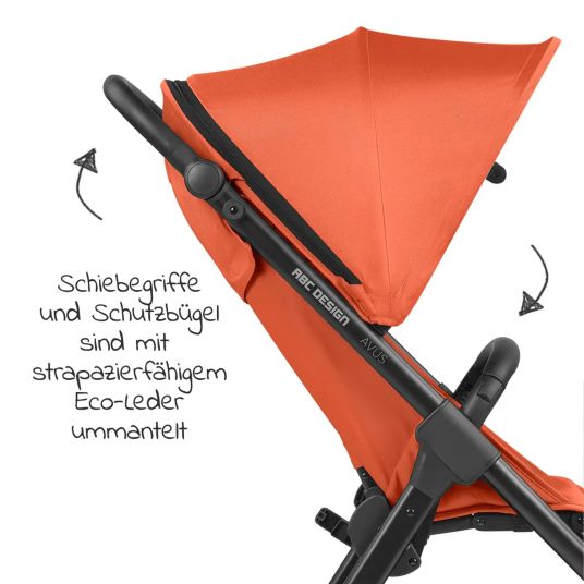 ABC Design Buggy & Sportwagen Avus inkl. Autositz Pebble Pro mit Einhand-Faltung und höhenverstellbarem Schieber (bis 25 kg belastbar) - Carrot