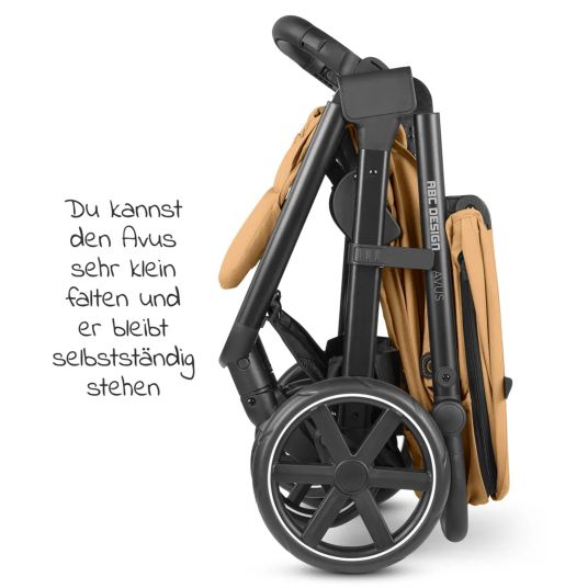 ABC Design Passeggino e carrozzina Avus con seggiolino Pebble Pro, pieghevole con una sola mano e maniglione regolabile in altezza (portata fino a 25 kg) - Miele