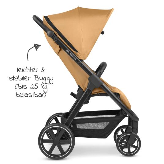 ABC Design Buggy & Sportwagen Avus inkl. Autositz Pebble Pro mit Einhand-Faltung und höhenverstellbarem Schieber (bis 25 kg belastbar) - Honey