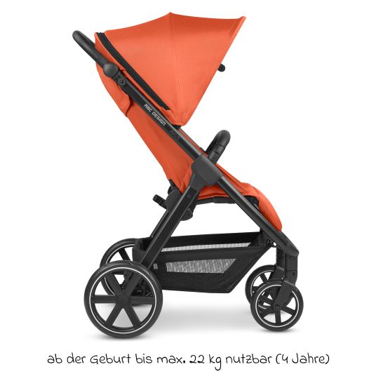 ABC Design Passeggino Avus con imbarcatore Pearl Pro 2 - pieghevole con una sola mano e maniglione regolabile in altezza (portata fino a 25 kg) - Carota