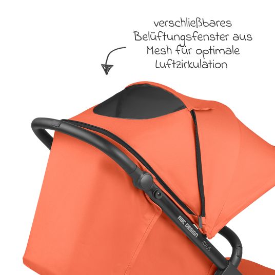 ABC Design Passeggino Avus con imbarcatore Pearl Pro 2 - pieghevole con una sola mano e maniglione regolabile in altezza (portata fino a 25 kg) - Carota