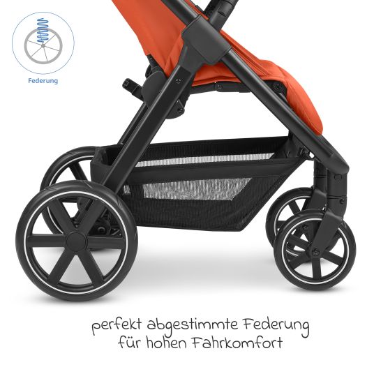 ABC Design Passeggino Avus con imbarcatore Pearl Pro 2 - pieghevole con una sola mano e maniglione regolabile in altezza (portata fino a 25 kg) - Carota