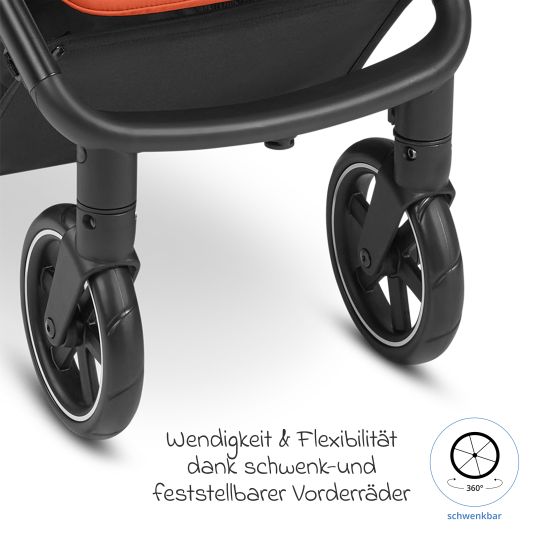 ABC Design Passeggino Avus con imbarcatore Pearl Pro 2 - pieghevole con una sola mano e maniglione regolabile in altezza (portata fino a 25 kg) - Carota