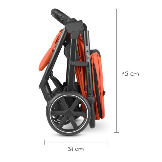 ABC Design Buggy & pushchair Avus incl. reboarder Pearl Pro 2 - with one-hand folding and height-adjustable push bar (load capacity up to 25 kg) - Carrot