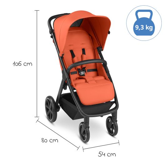 ABC Design Passeggino Avus con imbarcatore Pearl Pro 2 - pieghevole con una sola mano e maniglione regolabile in altezza (portata fino a 25 kg) - Carota