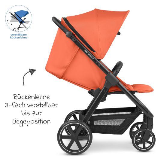 ABC Design Buggy & pushchair Avus incl. reboarder Pearl Pro 2 - with one-hand folding and height-adjustable push bar (load capacity up to 25 kg) - Carrot