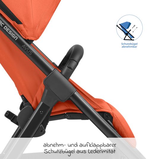 ABC Design Buggy & pushchair Avus incl. reboarder Pearl Pro 2 - with one-hand folding and height-adjustable push bar (load capacity up to 25 kg) - Carrot