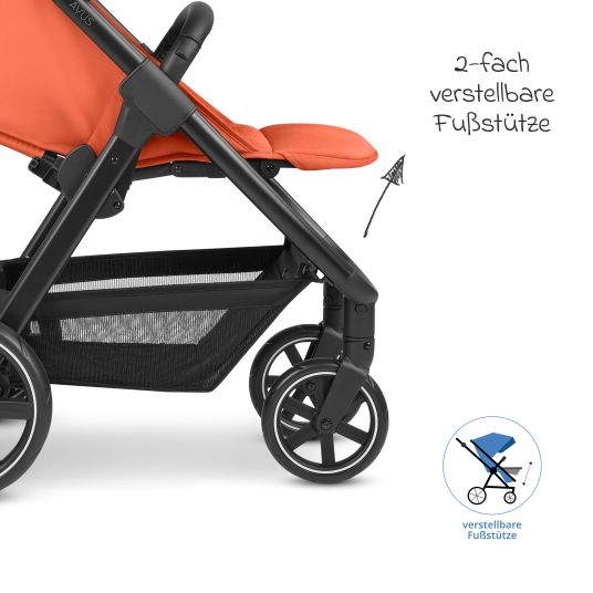 ABC Design Buggy & pushchair Avus incl. reboarder Pearl Pro 2 - with one-hand folding and height-adjustable push bar (load capacity up to 25 kg) - Carrot