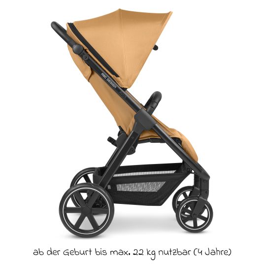 ABC Design Buggy & pushchair Avus incl. Reboarder Pearl Pro 2 - with one-hand folding and height-adjustable push bar (load capacity up to 25 kg) - Honey