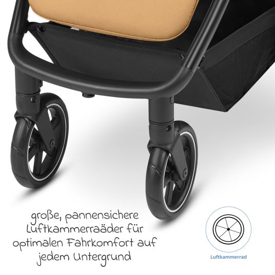 ABC Design Buggy & pushchair Avus incl. Reboarder Pearl Pro 2 - with one-hand folding and height-adjustable push bar (load capacity up to 25 kg) - Honey