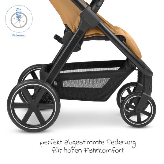 ABC Design Buggy & pushchair Avus incl. Reboarder Pearl Pro 2 - with one-hand folding and height-adjustable push bar (load capacity up to 25 kg) - Honey