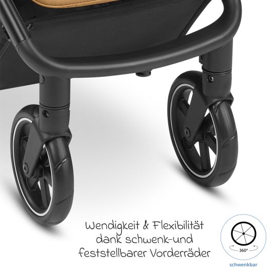 ABC Design Buggy & pushchair Avus incl. Reboarder Pearl Pro 2 - with one-hand folding and height-adjustable push bar (load capacity up to 25 kg) - Honey