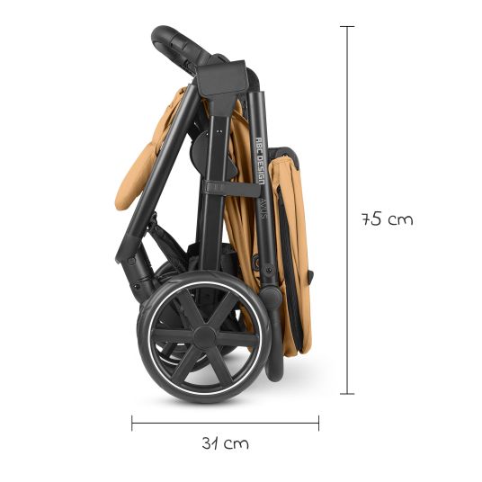 ABC Design Buggy & pushchair Avus incl. Reboarder Pearl Pro 2 - with one-hand folding and height-adjustable push bar (load capacity up to 25 kg) - Honey