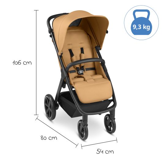 ABC Design Buggy & pushchair Avus incl. Reboarder Pearl Pro 2 - with one-hand folding and height-adjustable push bar (load capacity up to 25 kg) - Honey