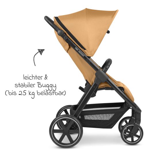 ABC Design Buggy & pushchair Avus incl. Reboarder Pearl Pro 2 - with one-hand folding and height-adjustable push bar (load capacity up to 25 kg) - Honey