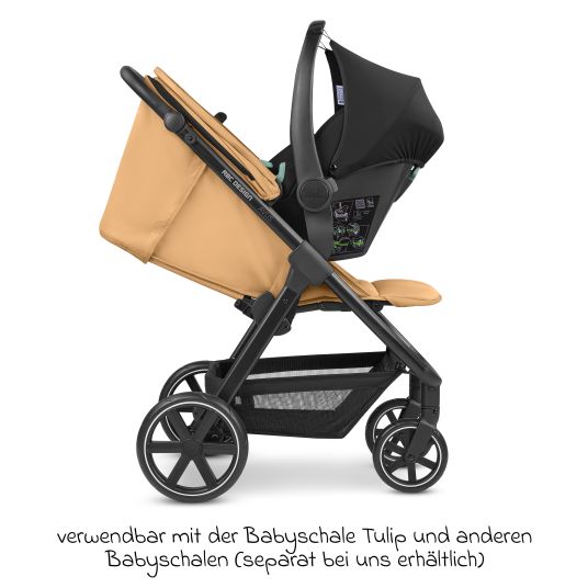 ABC Design Buggy & pushchair Avus incl. Reboarder Pearl Pro 2 - with one-hand folding and height-adjustable push bar (load capacity up to 25 kg) - Honey