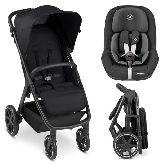 ABC Design Buggy & Sportwagen Avus inkl. Reboarder Pearl Pro 2 - mit Einhand-Faltung und höhenverstellbarem Schieber (bis 25 kg belastbar) - Ink