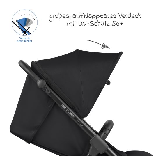 ABC Design Buggy & Sportwagen Avus inkl. Reboarder Pearl Pro 2 - mit Einhand-Faltung und höhenverstellbarem Schieber (bis 25 kg belastbar) - Ink