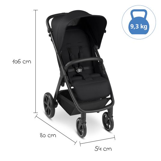 ABC Design Buggy & Sportwagen Avus inkl. Reboarder Pearl Pro 2 - mit Einhand-Faltung und höhenverstellbarem Schieber (bis 25 kg belastbar) - Ink