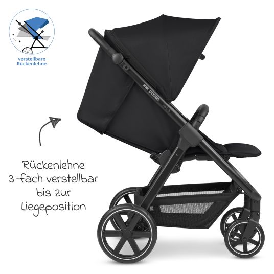 ABC Design Buggy & Sportwagen Avus inkl. Reboarder Pearl Pro 2 - mit Einhand-Faltung und höhenverstellbarem Schieber (bis 25 kg belastbar) - Ink