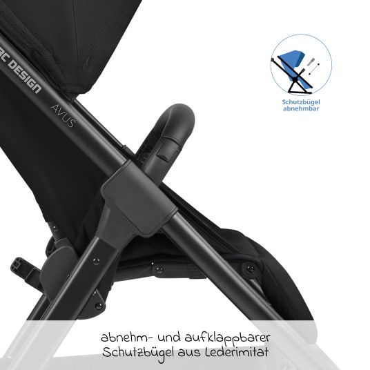 ABC Design Buggy & Sportwagen Avus inkl. Reboarder Pearl Pro 2 - mit Einhand-Faltung und höhenverstellbarem Schieber (bis 25 kg belastbar) - Ink