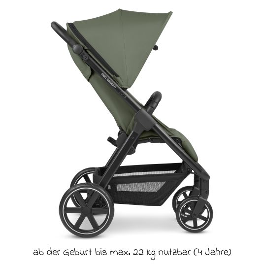 ABC Design Buggy & Sportwagen Avus inkl. Reboarder Pearl Pro 2 - mit Einhand-Faltung und höhenverstellbarem Schieber (bis 25 kg belastbar) - Olive