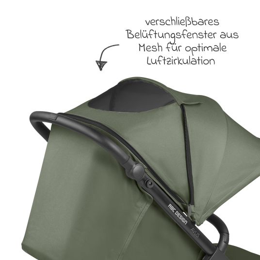 ABC Design Buggy & Sportwagen Avus inkl. Reboarder Pearl Pro 2 - mit Einhand-Faltung und höhenverstellbarem Schieber (bis 25 kg belastbar) - Olive