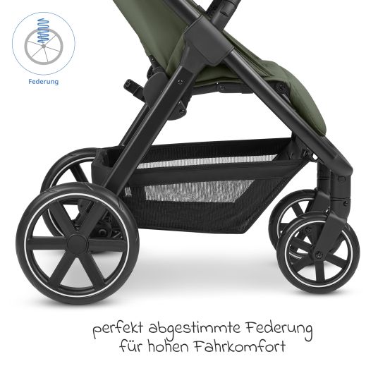 ABC Design Passeggino e carrozzina Avus incl. Reboarder Pearl Pro 2 - con ripiegamento a una mano e maniglione regolabile in altezza (portata fino a 25 kg) - Olive