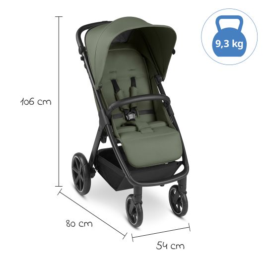 ABC Design Buggy & Sportwagen Avus inkl. Reboarder Pearl Pro 2 - mit Einhand-Faltung und höhenverstellbarem Schieber (bis 25 kg belastbar) - Olive