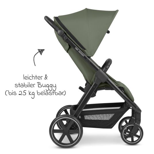 ABC Design Passeggino e carrozzina Avus incl. Reboarder Pearl Pro 2 - con ripiegamento a una mano e maniglione regolabile in altezza (portata fino a 25 kg) - Olive