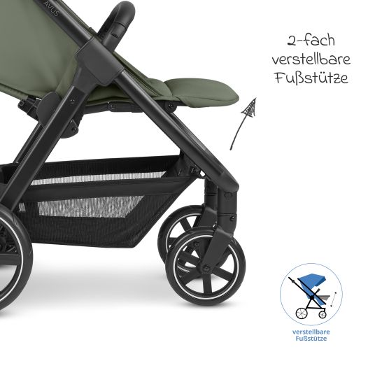 ABC Design Buggy & Sportwagen Avus inkl. Reboarder Pearl Pro 2 - mit Einhand-Faltung und höhenverstellbarem Schieber (bis 25 kg belastbar) - Olive