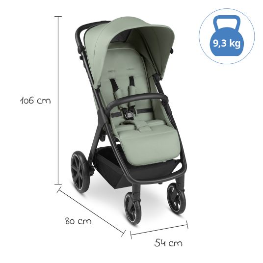 ABC Design Buggy & pushchair Avus incl. Reboarder Pearl Pro 2 - with one-hand folding and height-adjustable push bar (load capacity up to 25 kg) - Pine