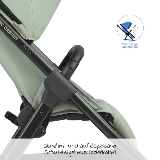 ABC Design Buggy & pushchair Avus incl. Reboarder Pearl Pro 2 - with one-hand folding and height-adjustable push bar (load capacity up to 25 kg) - Pine