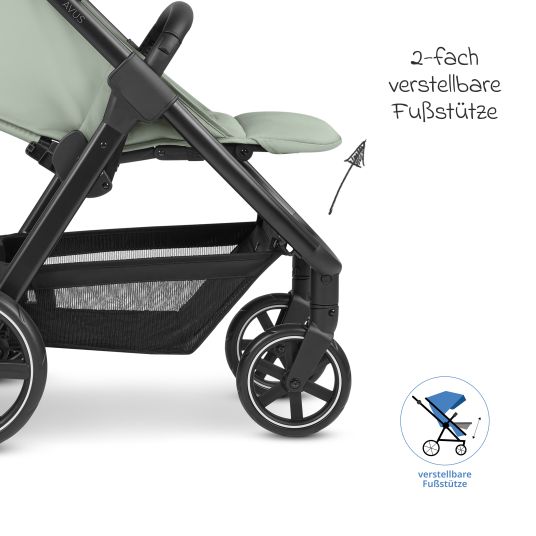 ABC Design Buggy & pushchair Avus incl. Reboarder Pearl Pro 2 - with one-hand folding and height-adjustable push bar (load capacity up to 25 kg) - Pine