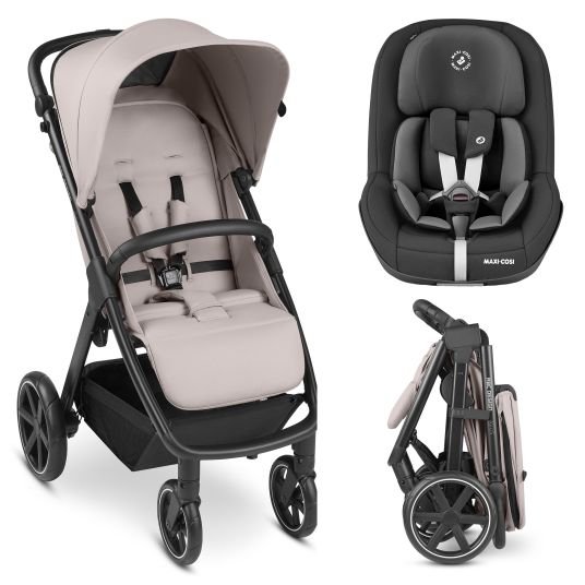 ABC Design Buggy & Sportwagen Avus inkl. Reboarder Pearl Pro 2 - mit Einhand-Faltung und höhenverstellbarem Schieber (bis 25 kg belastbar) - Powder