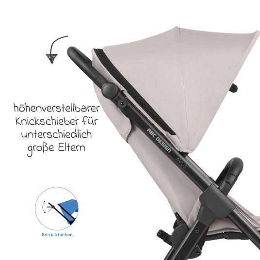 ABC Design Buggy & Sportwagen Avus inkl. Reboarder Pearl Pro 2 - mit Einhand-Faltung und höhenverstellbarem Schieber (bis 25 kg belastbar) - Powder