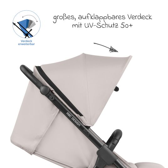 ABC Design Buggy & Sportwagen Avus inkl. Reboarder Pearl Pro 2 - mit Einhand-Faltung und höhenverstellbarem Schieber (bis 25 kg belastbar) - Powder