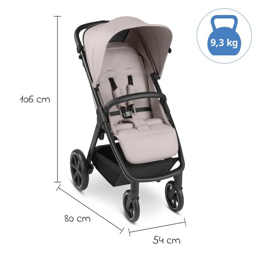 ABC Design Buggy & Sportwagen Avus inkl. Reboarder Pearl Pro 2 - mit Einhand-Faltung und höhenverstellbarem Schieber (bis 25 kg belastbar) - Powder