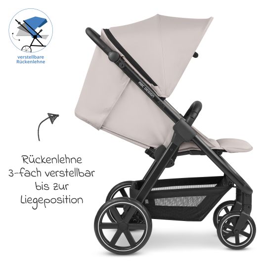 ABC Design Buggy & Sportwagen Avus inkl. Reboarder Pearl Pro 2 - mit Einhand-Faltung und höhenverstellbarem Schieber (bis 25 kg belastbar) - Powder