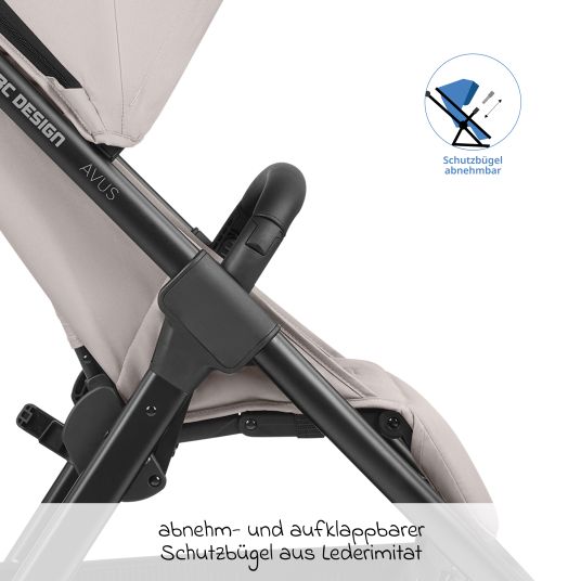 ABC Design Buggy & Sportwagen Avus inkl. Reboarder Pearl Pro 2 - mit Einhand-Faltung und höhenverstellbarem Schieber (bis 25 kg belastbar) - Powder