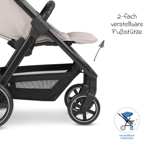 ABC Design Buggy & Sportwagen Avus inkl. Reboarder Pearl Pro 2 - mit Einhand-Faltung und höhenverstellbarem Schieber (bis 25 kg belastbar) - Powder