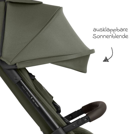 ABC Design Buggy & pushchair Ping 3 Travel up to 22 kg with flat reclining position incl. carrycot & shoulder strap - Pure - Avocado