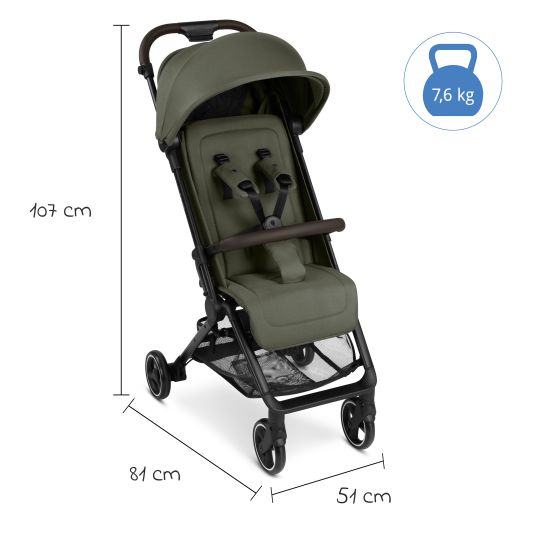 ABC Design Buggy & pushchair Ping 3 Travel up to 22 kg with flat reclining position incl. carrycot & shoulder strap - Pure - Avocado