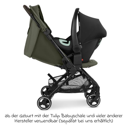 ABC Design Buggy & pushchair Ping 3 Travel up to 22 kg with flat reclining position incl. carrycot & shoulder strap - Pure - Avocado