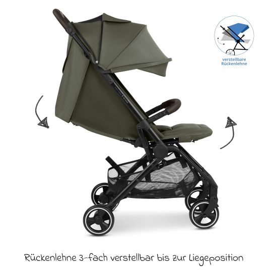 ABC Design Buggy & pushchair Ping 3 Travel up to 22 kg with flat reclining position incl. carrycot & shoulder strap - Pure - Avocado