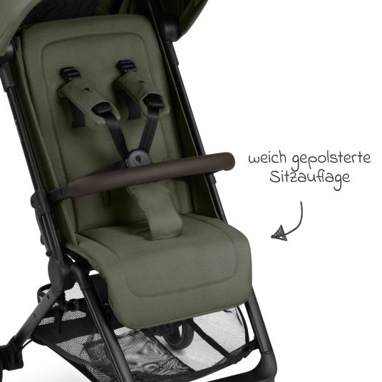 ABC Design Buggy & pushchair Ping 3 Travel up to 22 kg with flat reclining position incl. carrycot & shoulder strap - Pure - Avocado