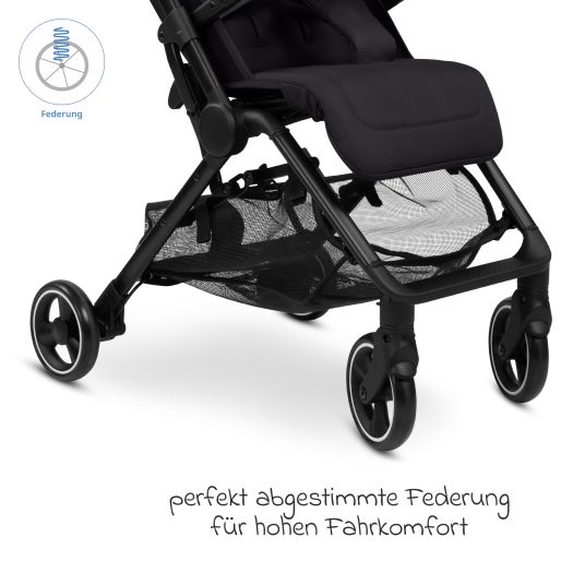 ABC Design Buggy & pushchair Ping 3 Travel up to 22 kg with flat reclining position incl. carrycot & shoulder strap - Pure - Coal