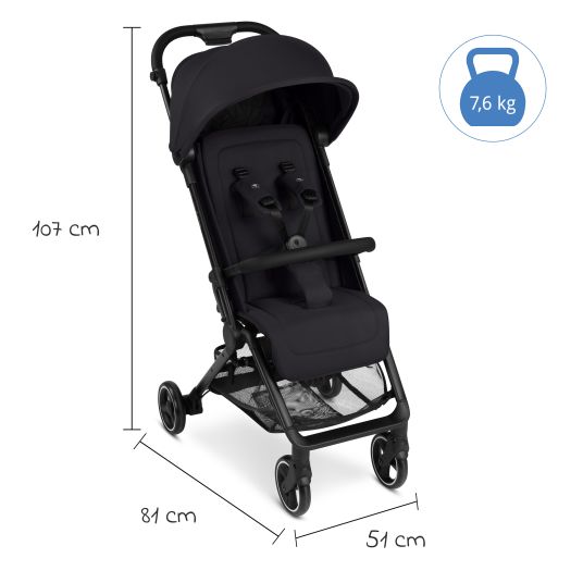 ABC Design Buggy & pushchair Ping 3 Travel up to 22 kg with flat reclining position incl. carrycot & shoulder strap - Pure - Coal